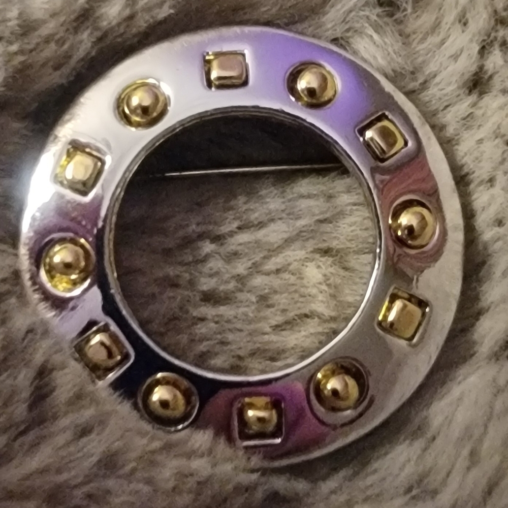 Signed Danecraft Elegant Silver and Gold Brooch